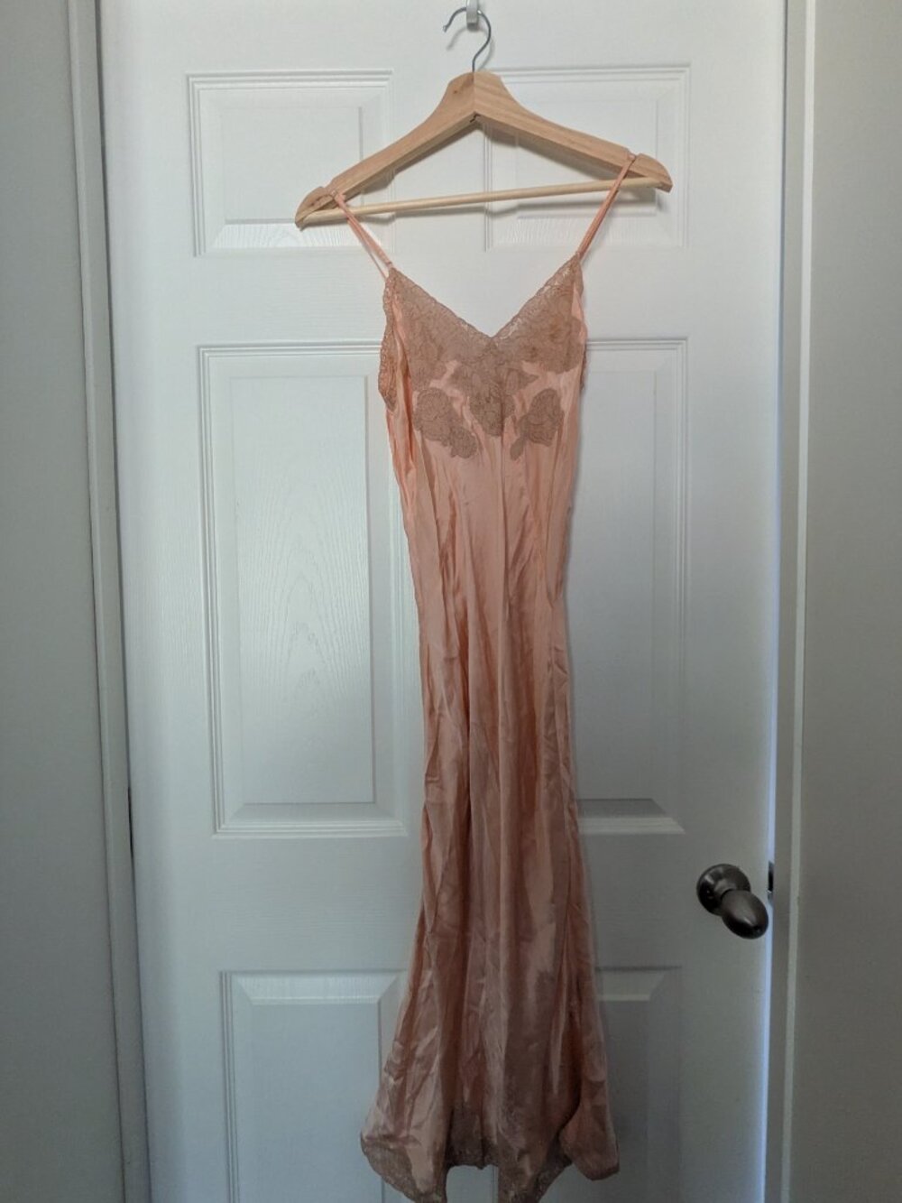 Vintage Antique Peach Silk Slip Dress 1930s - Picture 2 of 6